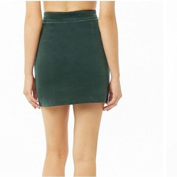 NWT Forever 21 Green Corduroy Zip Front mini Skirt, Small - Picture 4 of 6